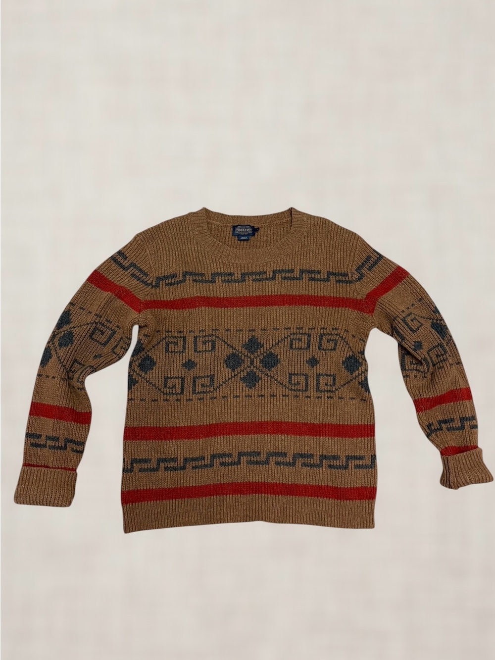 Pendleton Westerly Wool Crewneck Sweater Southwestern Aztec Print Sz Large